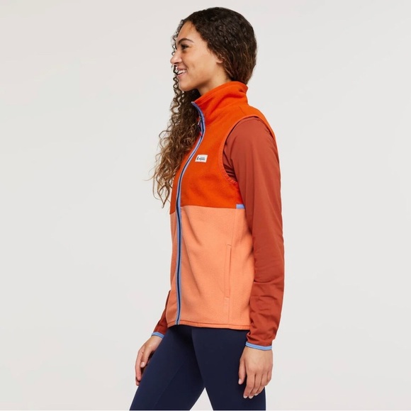 Cotopaxi Womens Two-Tone Orange Fleece Vest Gilet Activewear Athleisure - Picture 5 of 6